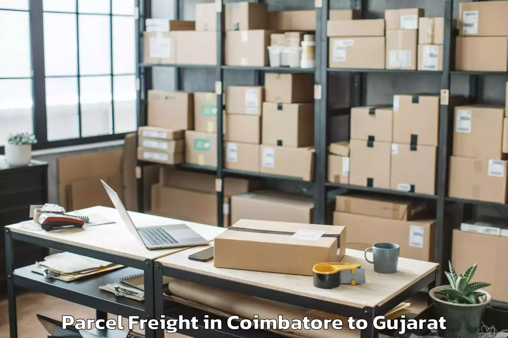 Affordable Coimbatore to Saurashtra University Rajkot Parcel Freight